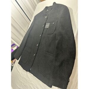 Awearness Kenneth Cole Men XL Black Nehru Collar Wool Blend Jacket M29736201 F22